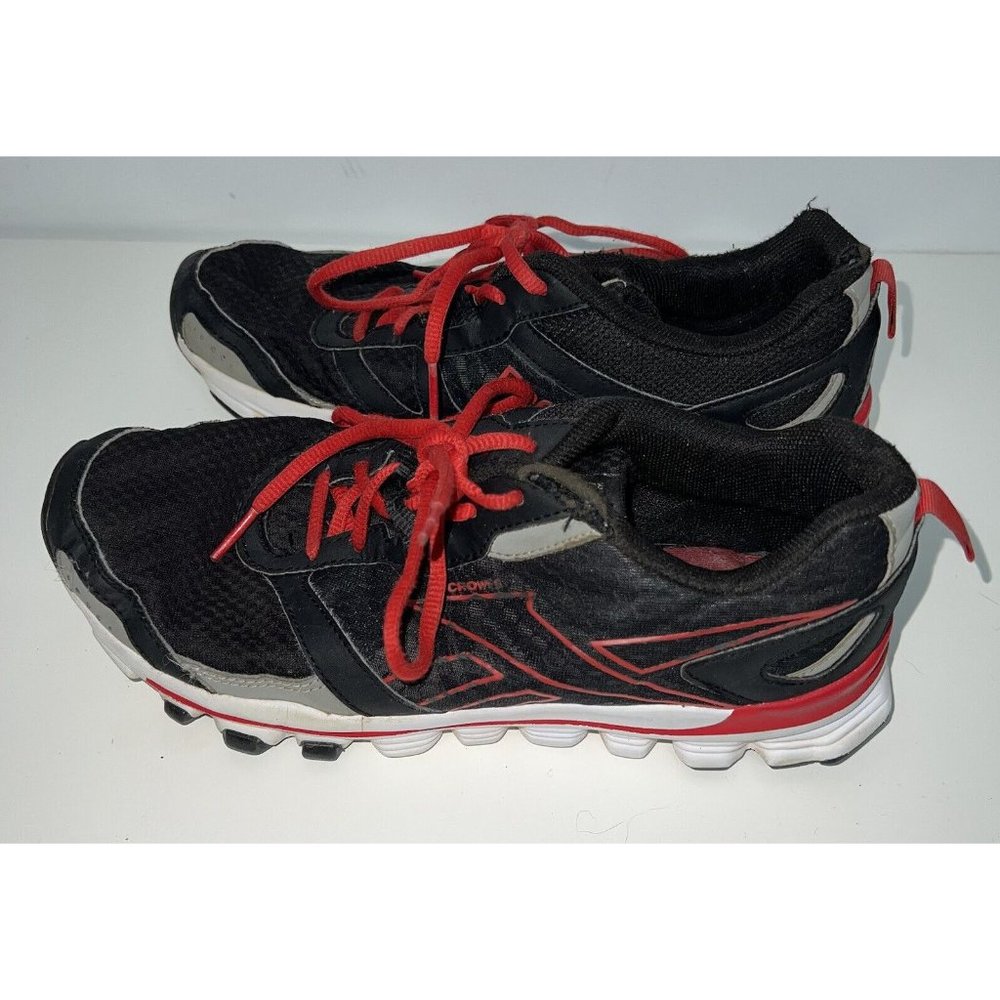 Reebok Microweb Hexaffect Running Shoes Boys Size 6 Black Red Gray Sneakers